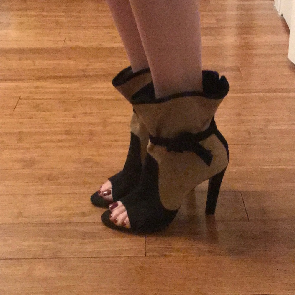 Viktor & Rolf suede peeptoe booties